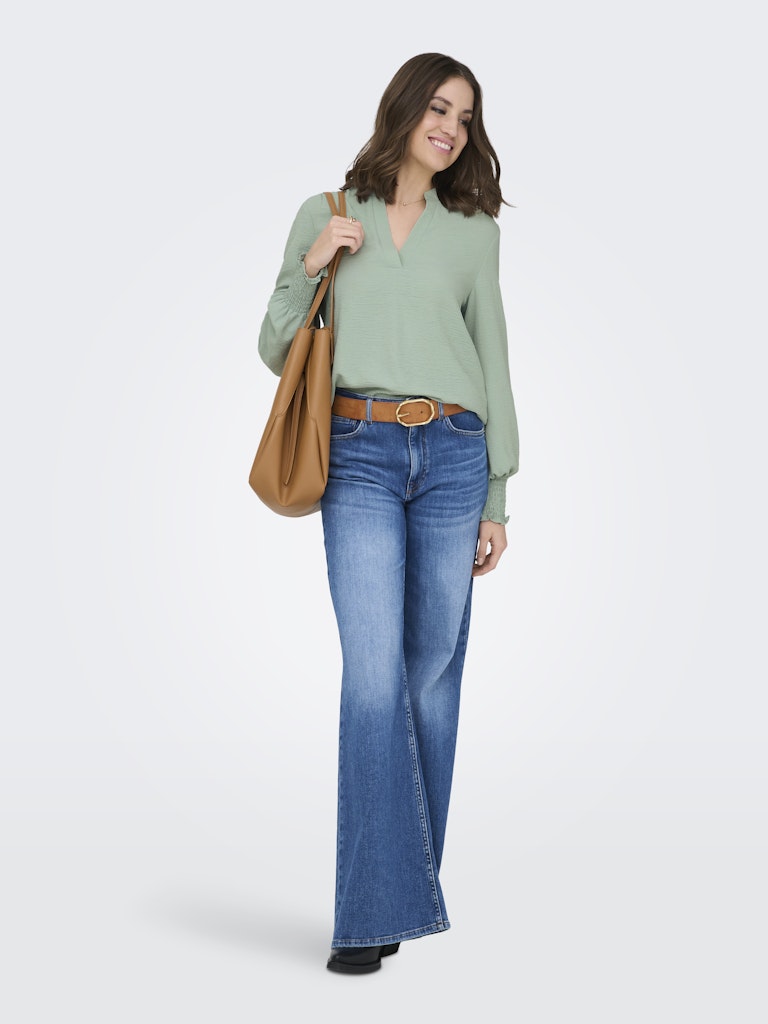 Onlmette V-neck Ls Smock Top Noos Wvn - Mint