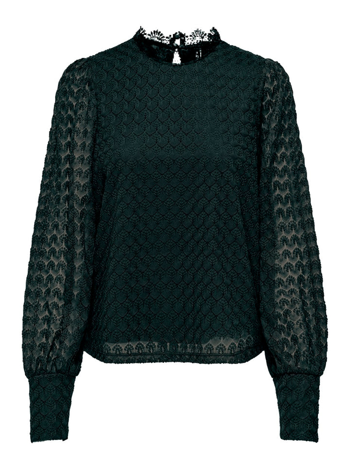 Onlnice L/s Highneck Top Jrs - Donkergroen