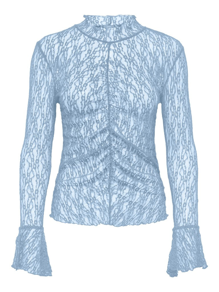 Jdylala L/s High Neck Lace Top Jrs - Lichtblauw