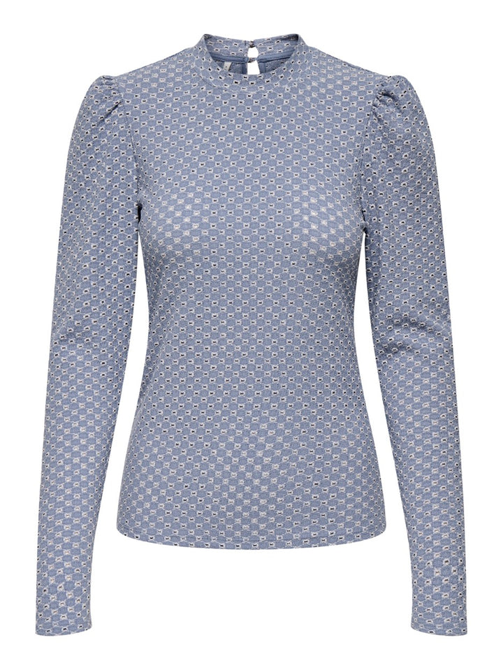 Onlgenny L/s O-neck Structure Top J - Blauw Dessin