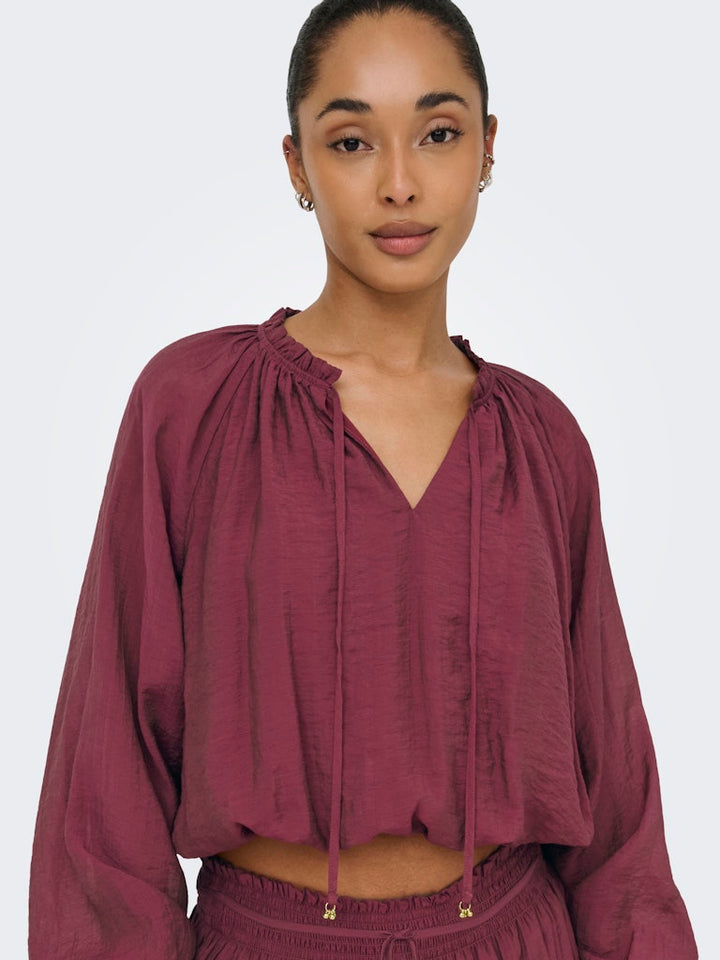 Jdypaige L/s Top Wvn - Steenrood