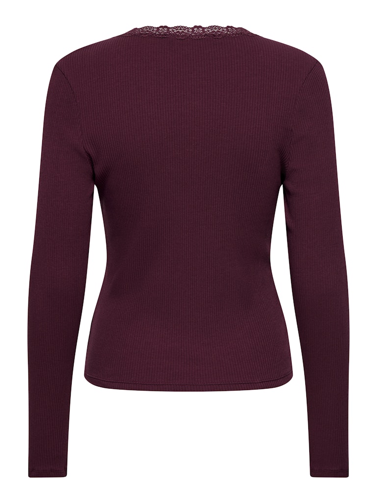Onlsara Sharai L/s V-neck Top Jrs - Bordeaux