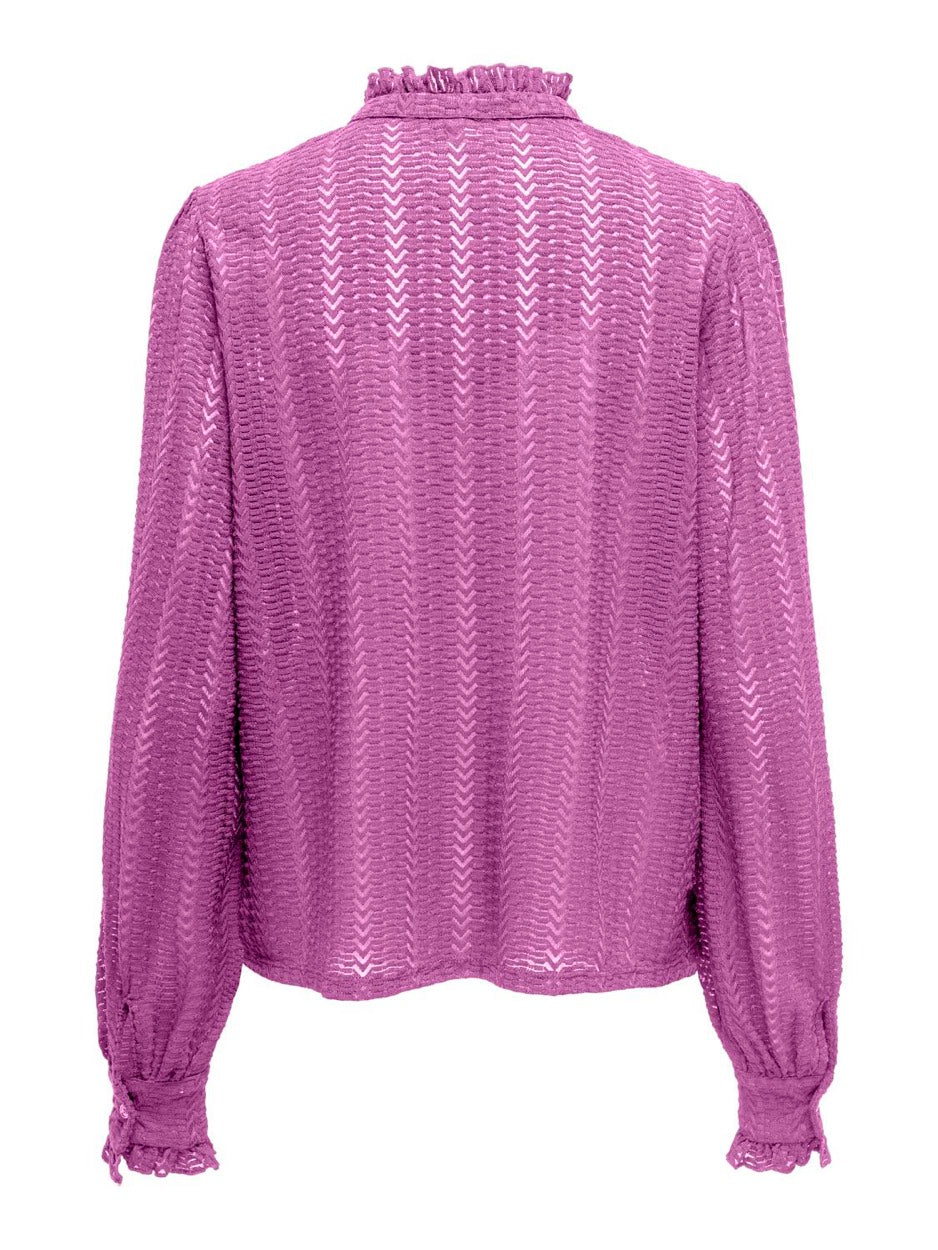 Onlisabelle L/s Placket Ruffle Top - Bruin