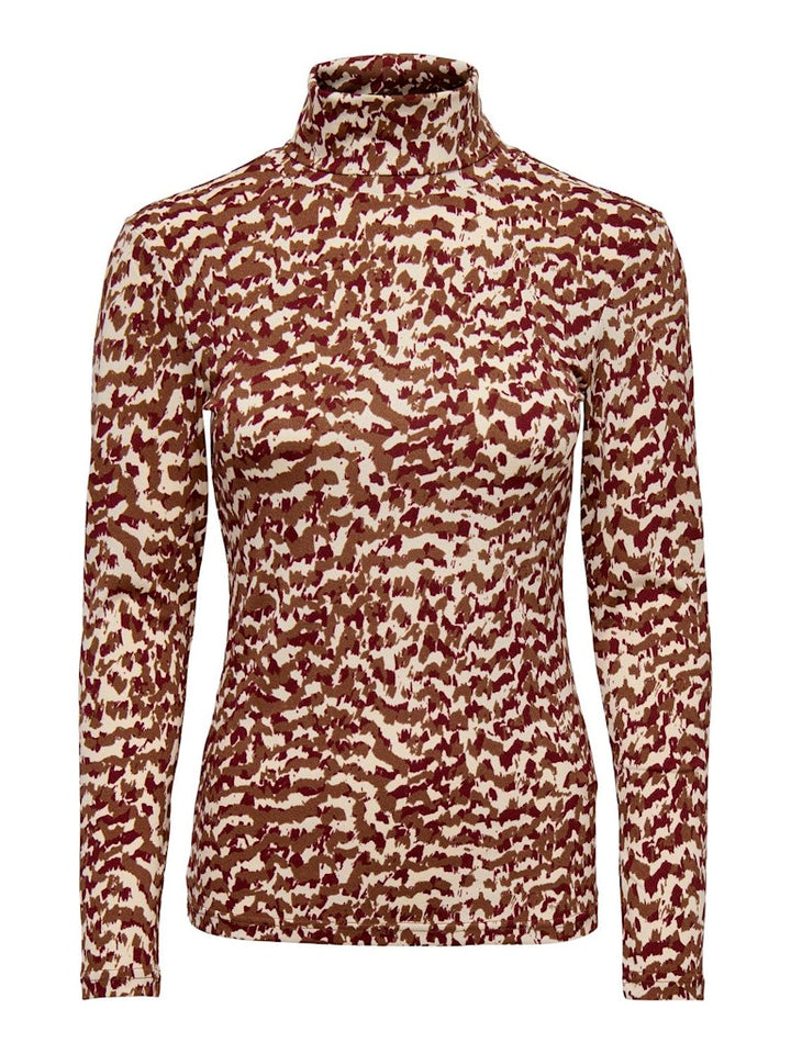 Jdyfaith L/s Highneck Top Jrs - Bruin Dessin