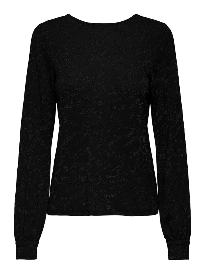 Onlcarol L/s Glitter Bow Top Box Jrs - Zwart