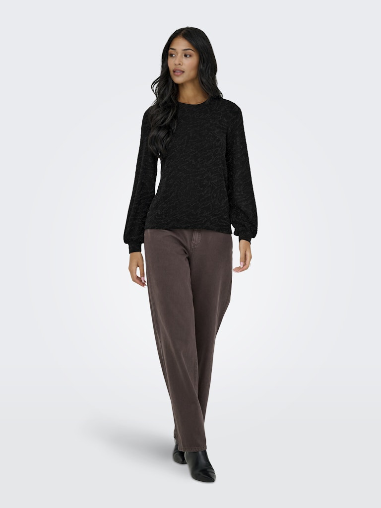 Onlcarol L/s Glitter Bow Top Box Jrs - Zwart