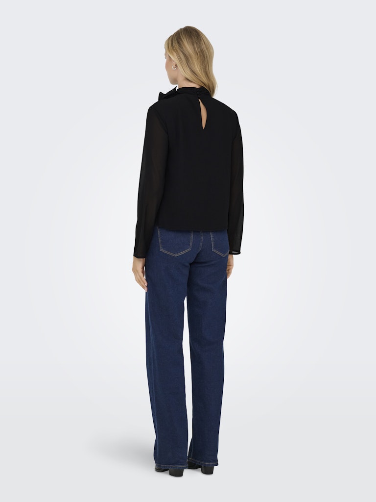 Jdynomi L/s High Neck Rose Top Wvn - Zwart