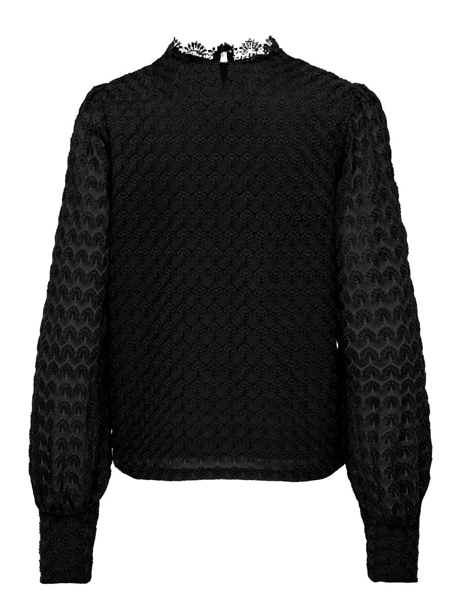 Onlnice L/s Highneck Top Jrs - Zwart