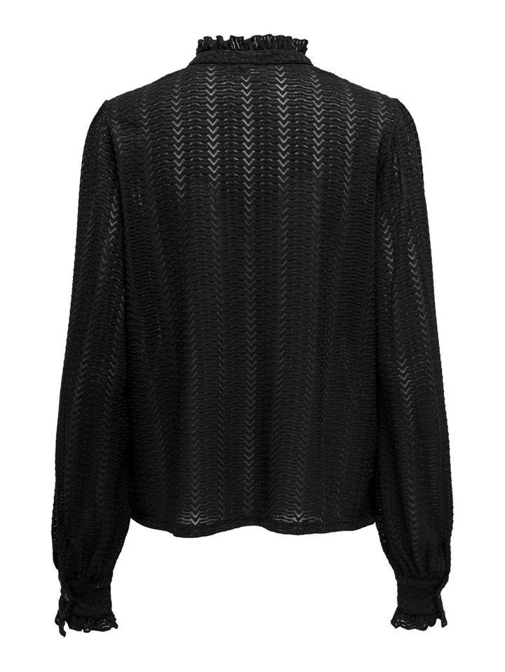 Onlisabelle L/s Placket Ruffle Top - Zwart