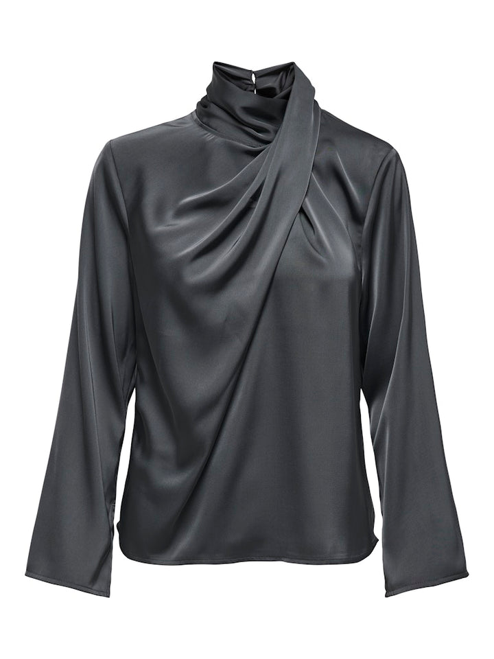 Jdyrocky L/s High Neck Top Wvn - Antraciet