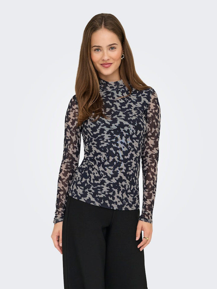 Onlerica Life Mesh L/s Top Jrs Noos - Grijs Dessin