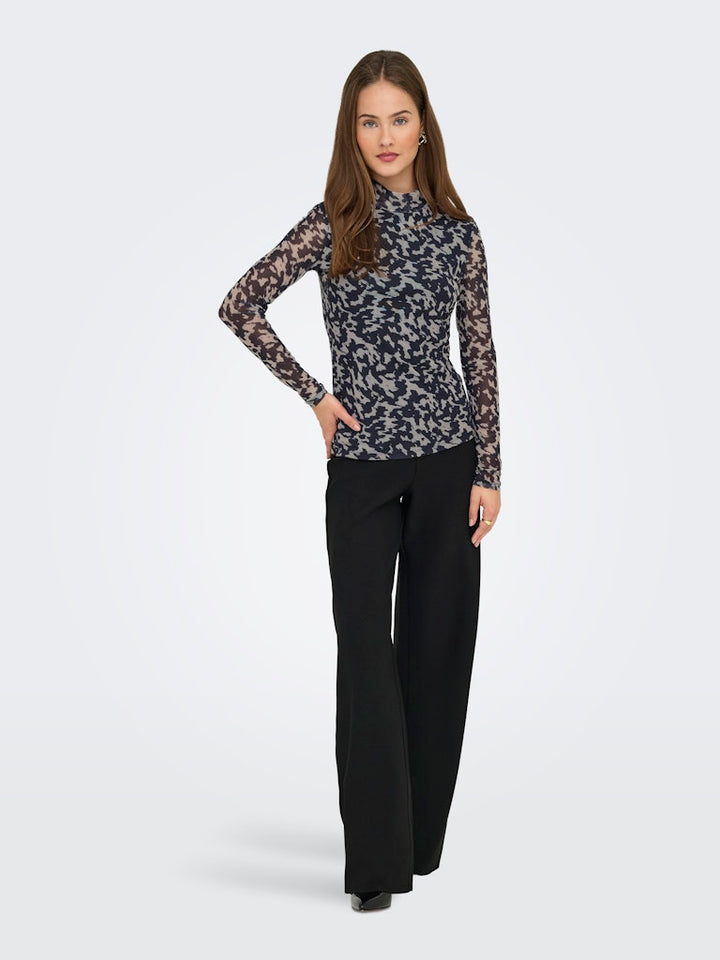 Onlerica Life Mesh L/s Top Jrs Noos - Grijs Dessin