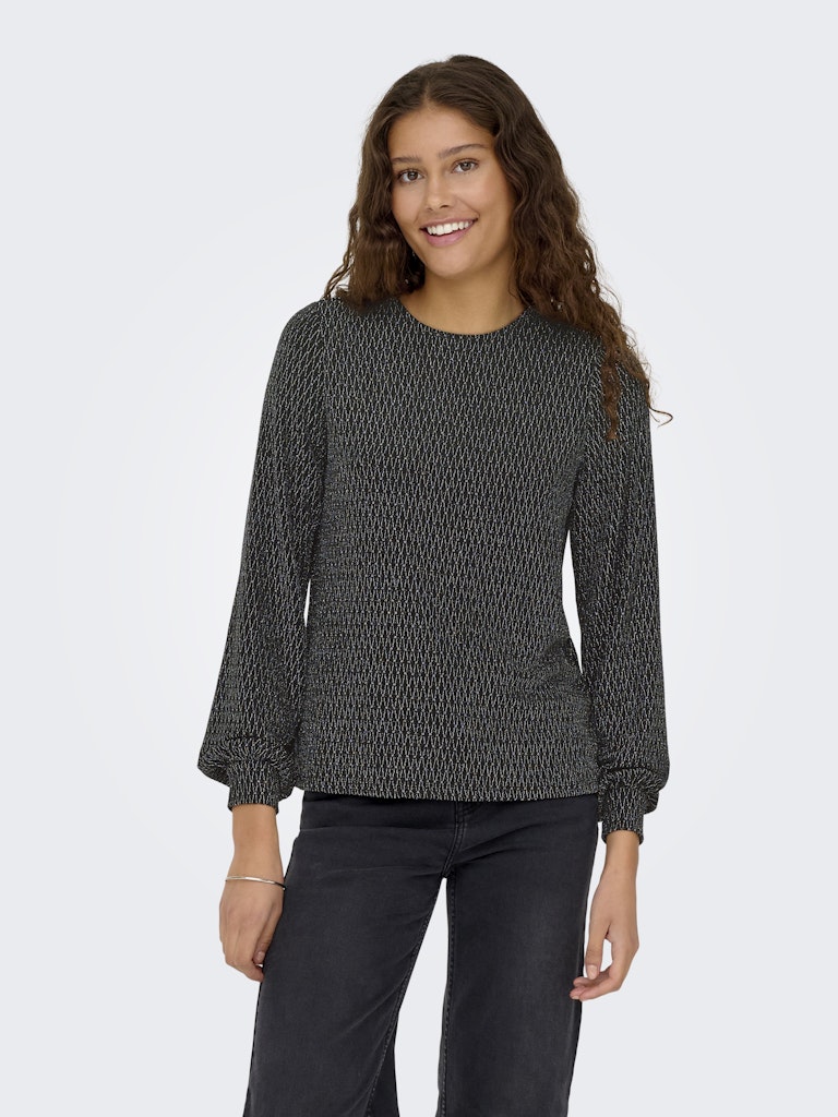 Onlcarol L/s Glitter Bow Top Box Jrs - Zwart Dessin