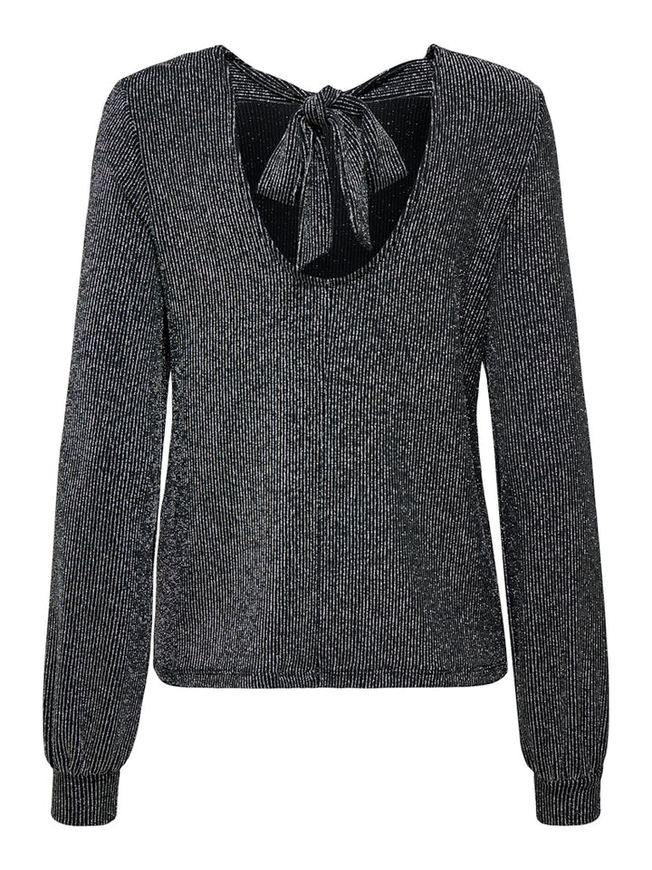 Onlcarol L/s Glitter Bow Top Box Jrs - Zwart Dessin