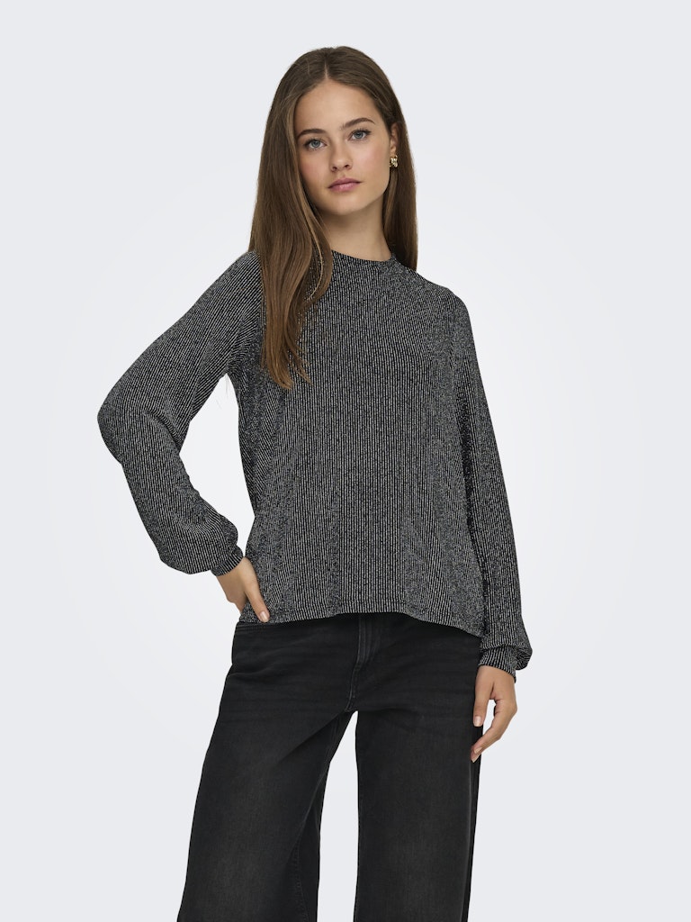 Onlcarol L/s Glitter Bow Top Box Jrs - Zwart Dessin