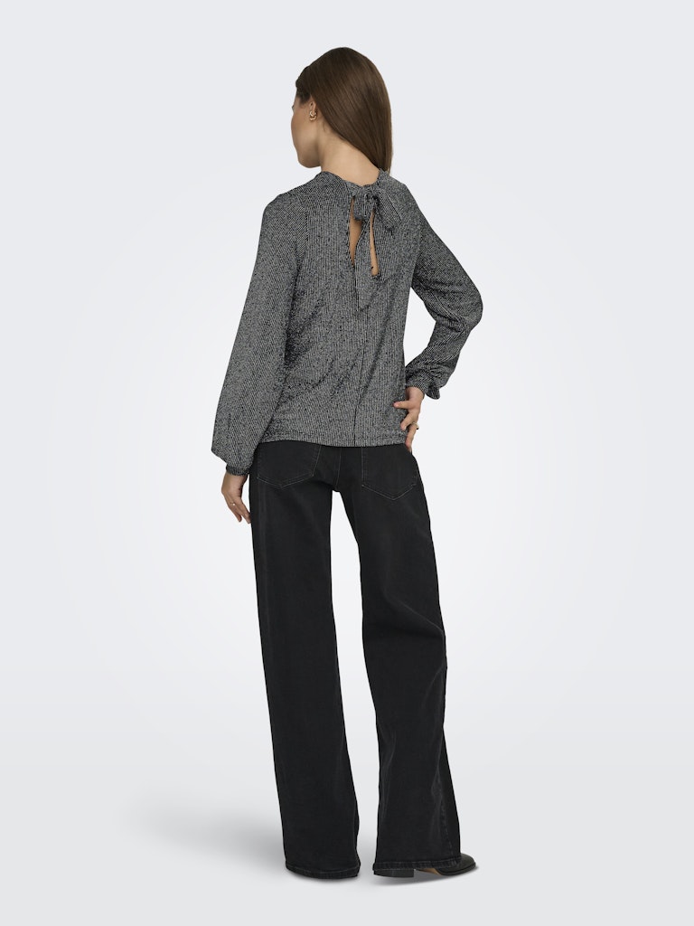 Onlcarol L/s Glitter Bow Top Box Jrs - Zwart Dessin