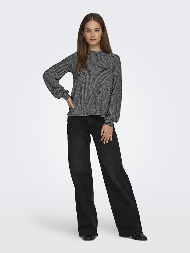 Onlcarol L/s Glitter Bow Top Box Jrs - Zwart Dessin