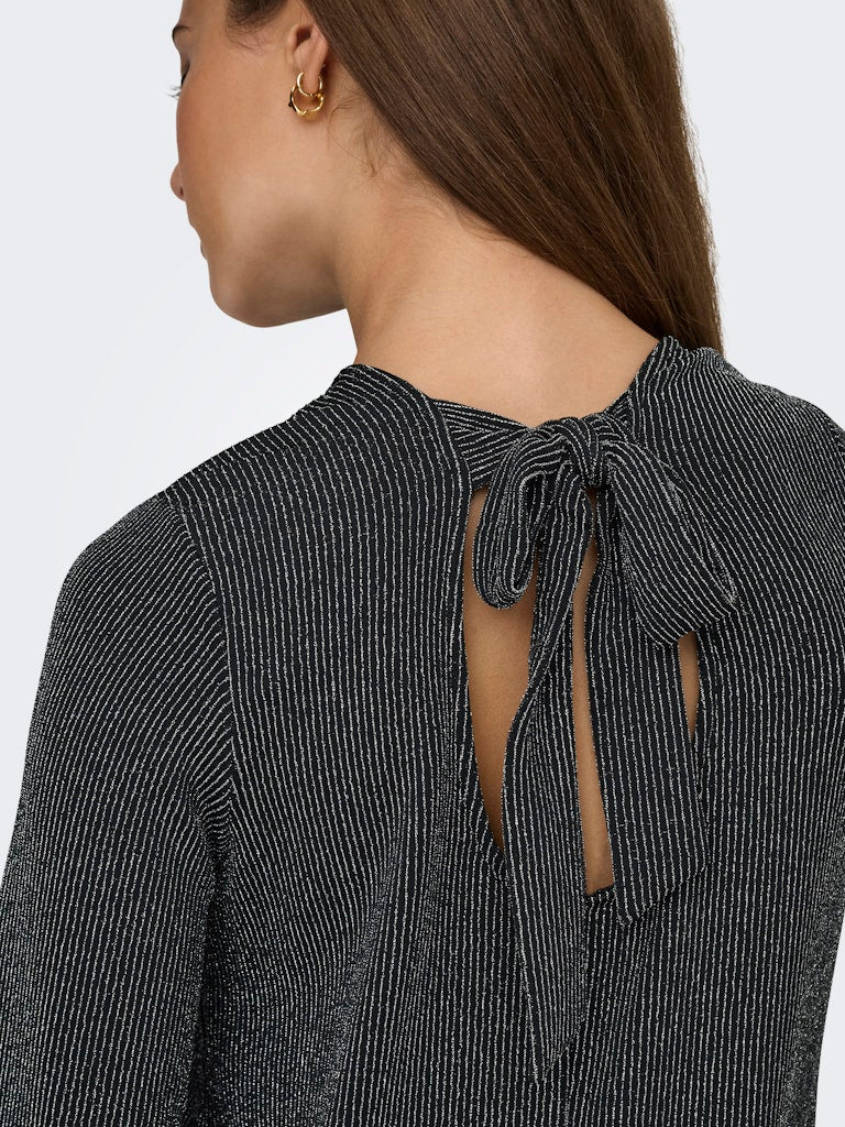 Onlcarol L/s Glitter Bow Top Box Jrs - Zwart Dessin