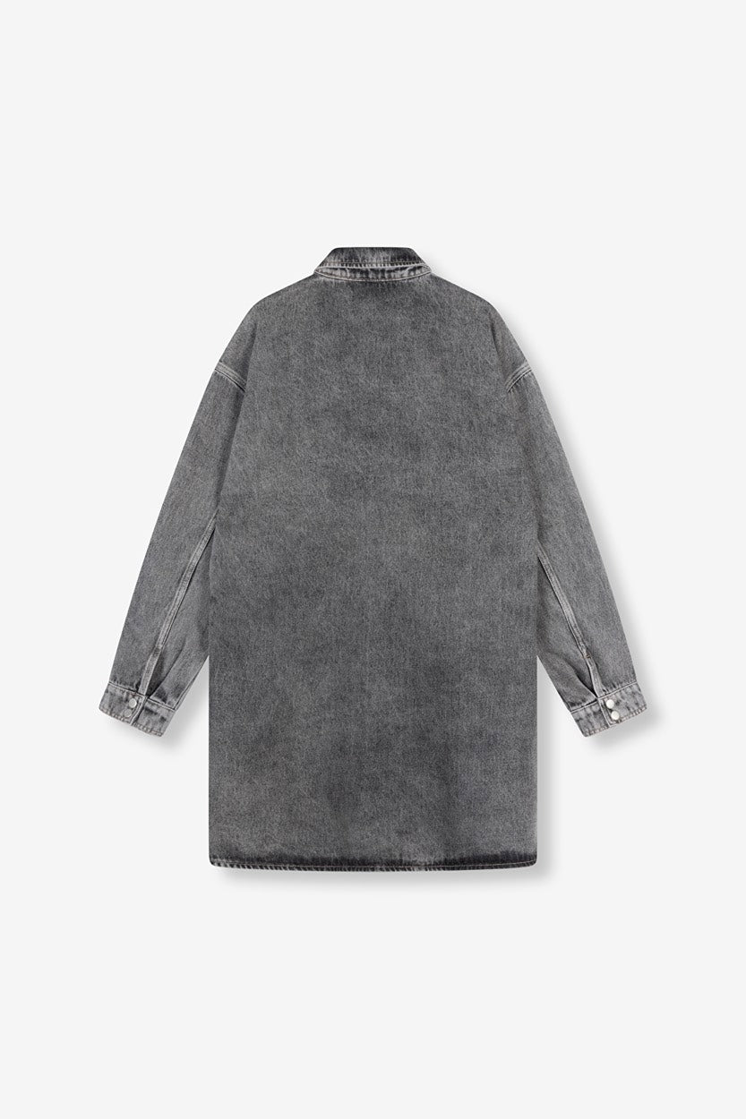 Ladies Woven Vintage Denim Pearl Dress - Grey Denim