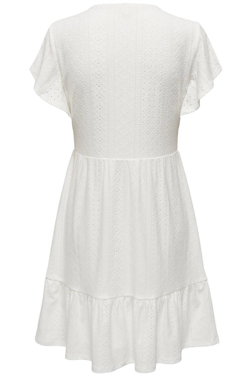 Onlsandra S/s V-neck Dress Jrs - Off-white