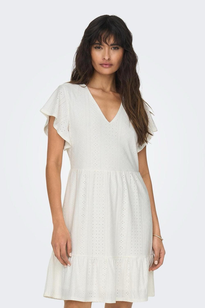 Onlsandra S/s V-neck Dress Jrs - Off-white