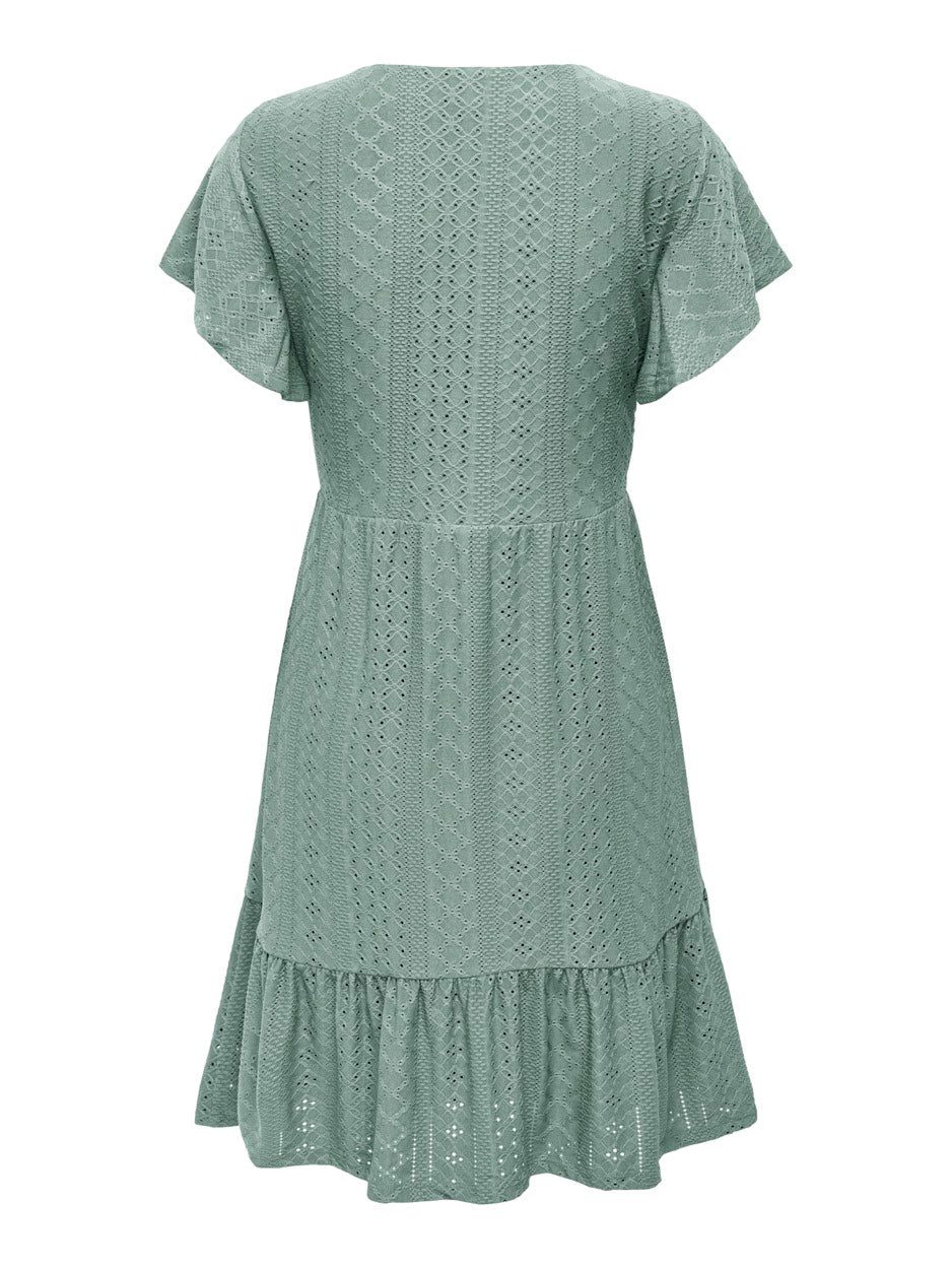 Onlsandra S/s V-neck Dress Jrs Noos - Olijf