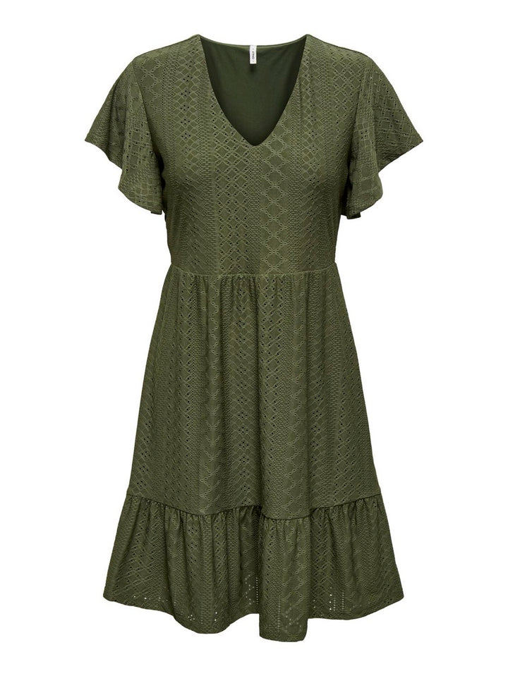 Onlsandra S/s V-neck Dress  Jrs - Army