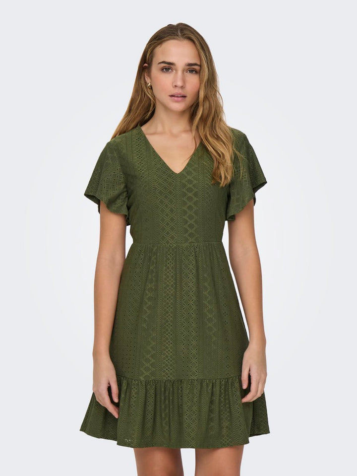 Onlsandra S/s V-neck Dress  Jrs - Army