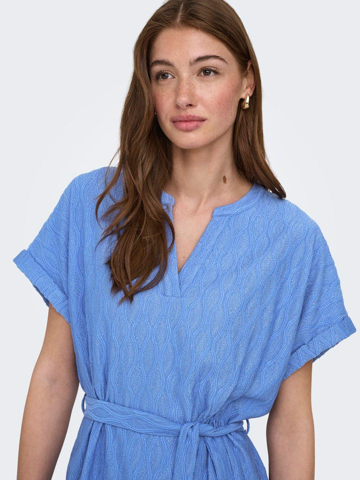 Onldiana S/s V-neck Dress Cs Jrs - Blauw