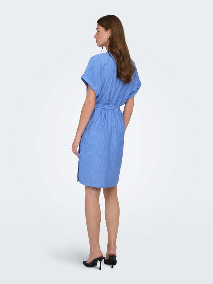 Onldiana S/s V-neck Dress Cs Jrs - Blauw
