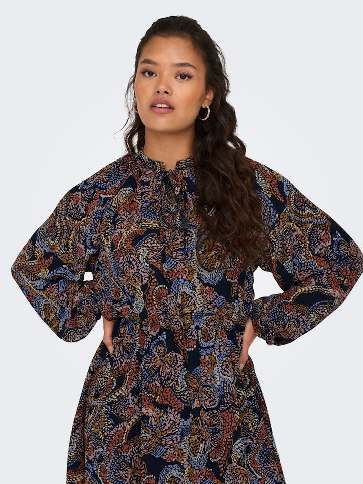 Jdycana L/s Short Dress Wvn - Blauw Dessin