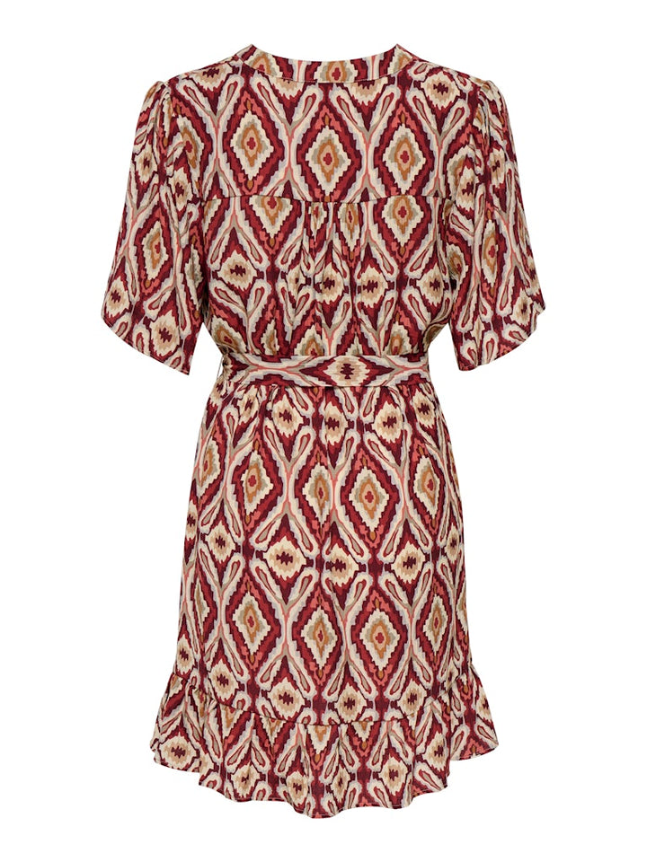 Onlantonia Mikasi S/s Short Dress Wvn - Rood Dessin