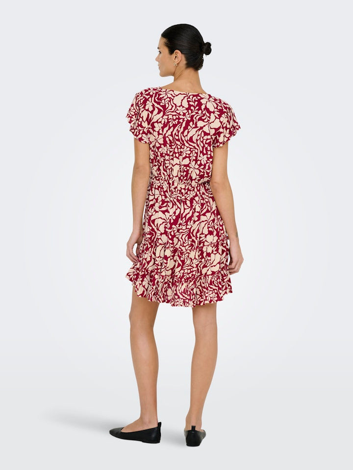 Onlclaudette Life Ss Mini Dress Wvn Noos - Rood Dessin