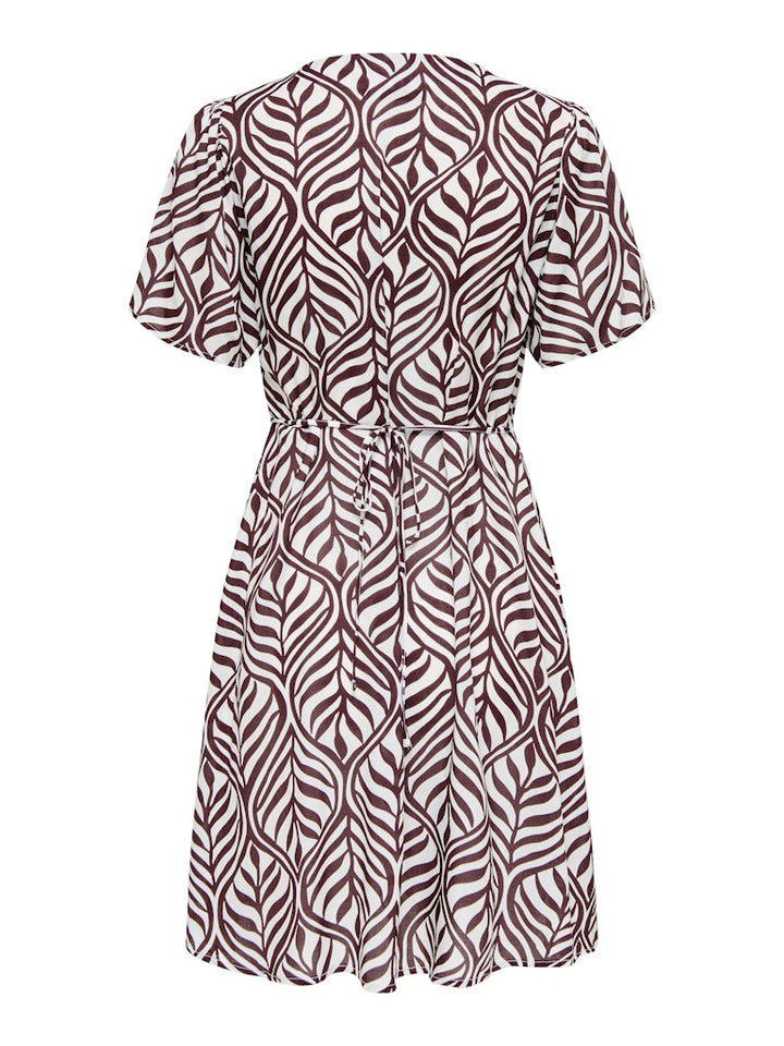 Onlevida S/s Short Dress Wvn Noos - Bruin Dessin