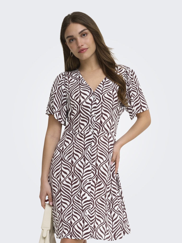 Onlevida S/s Short Dress Wvn Noos - Bruin Dessin