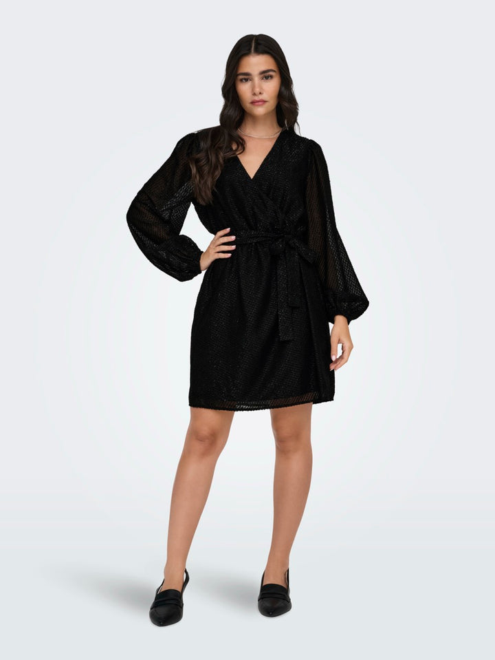 Jdyroxy L/s V-neck Wrap Dress Wvn - Zwart