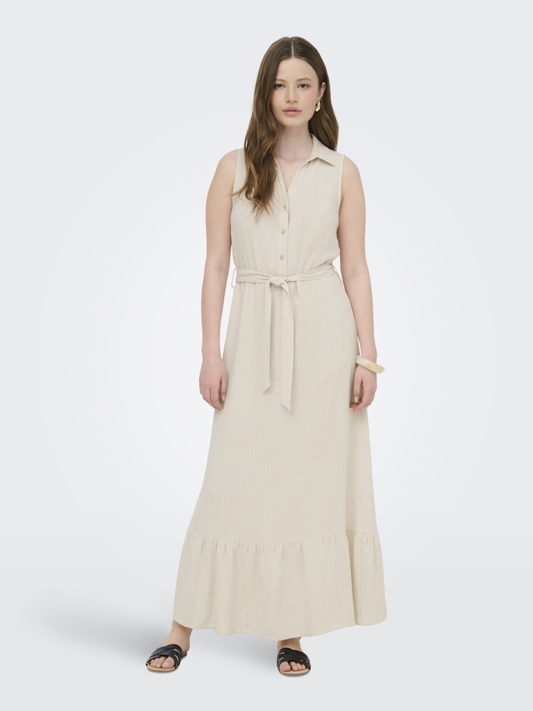 Onlsiesta Lin Sl Belt Dress Pnt Noos - Beige