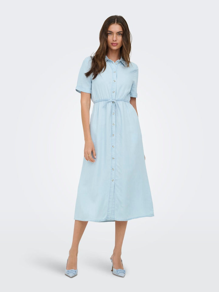 Onlcharis Life 2/4 Shirt Dress Wvn Cc - Blue Denim