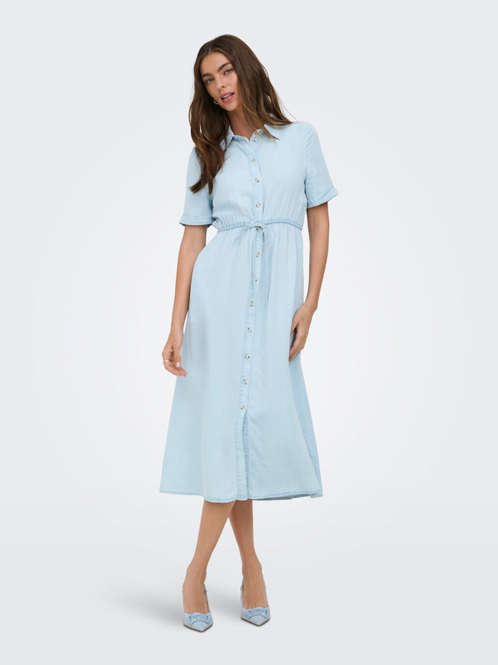 Onlcharis Life 2/4 Shirt Dress Wvn Cc - Blue Denim
