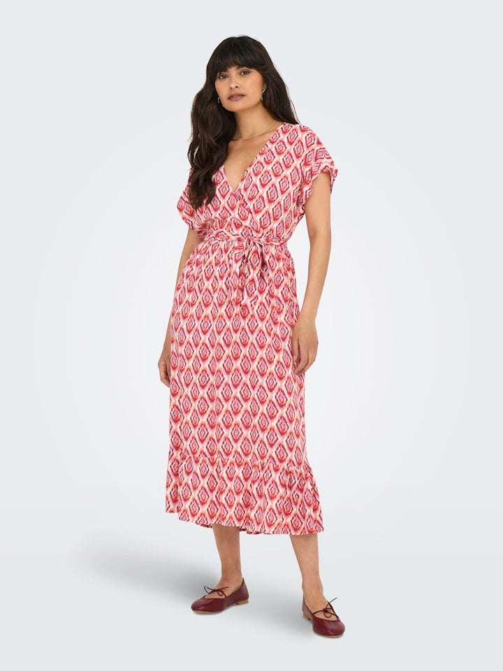 Onlzilla Adele Ss Long Dress Noos Wvn - Rood Dessin