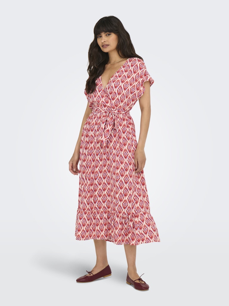 Onlzilla Adele Ss Long Dress Noos Wvn - Rood Dessin