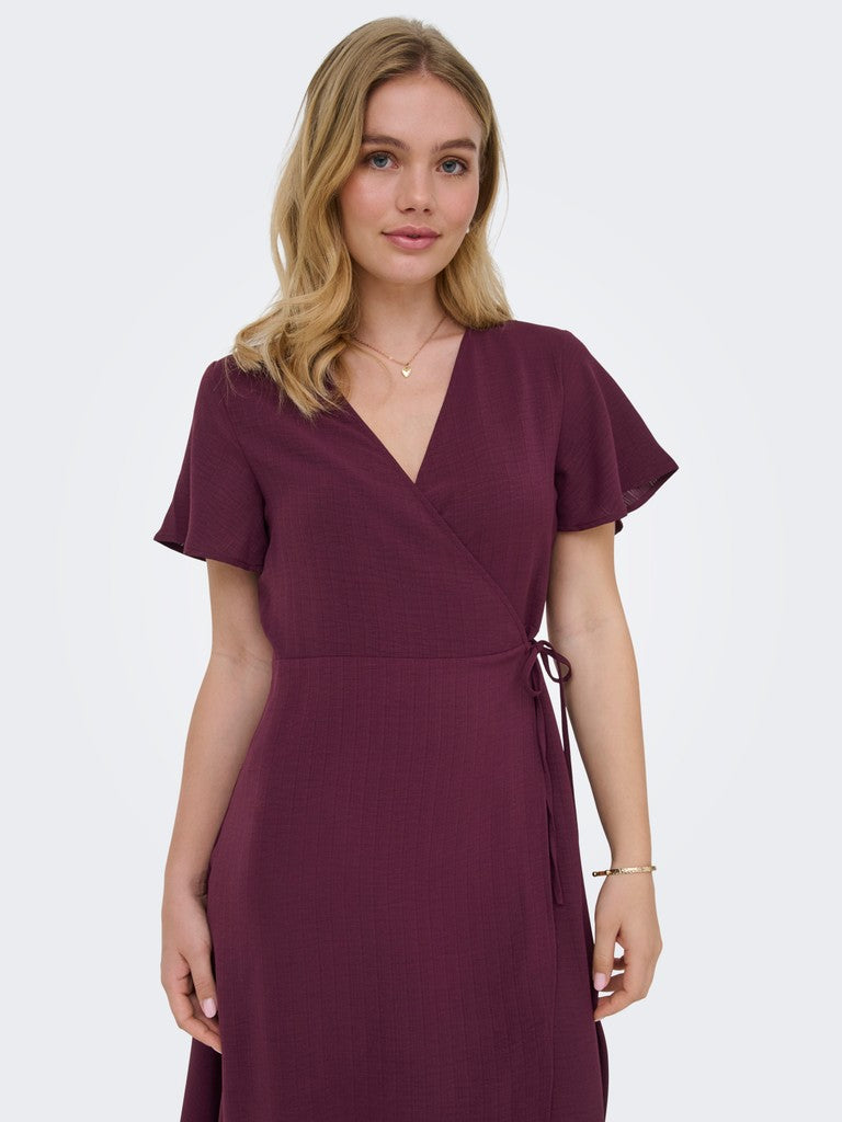 Onlcali Life S/s Wrap Dress Wvn Noos - Fuchsia