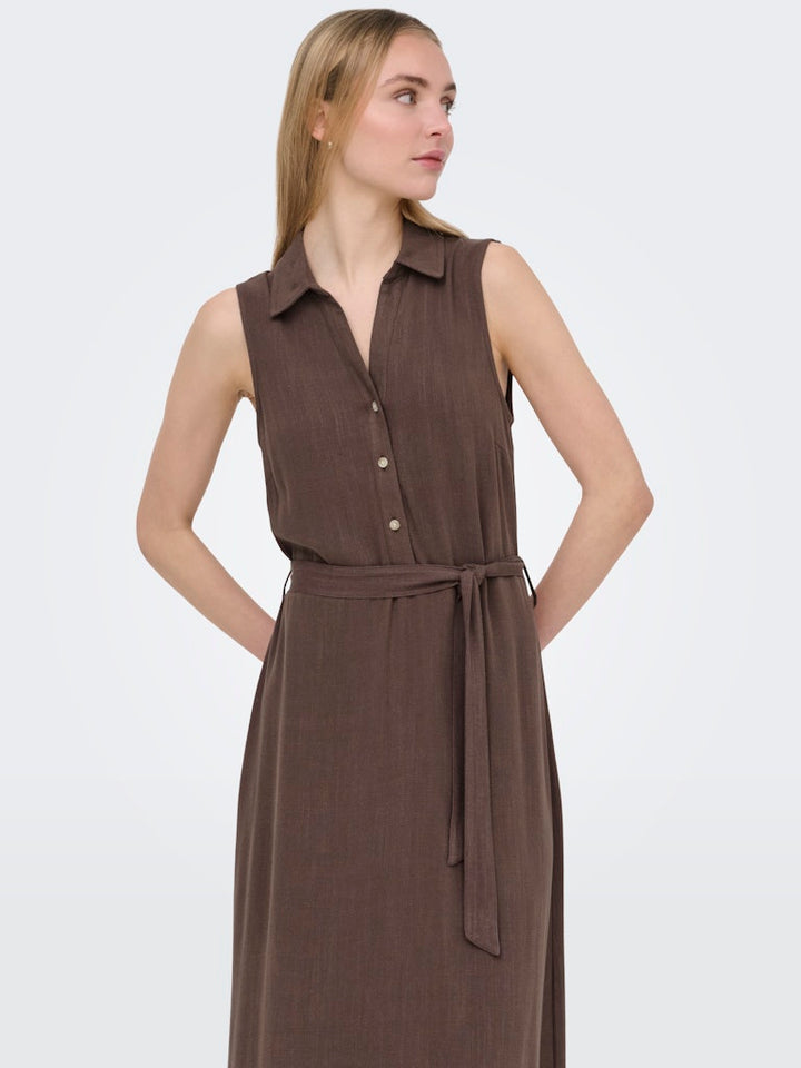Onlsiesta Lin Sl Belt Dress Pnt Noos - Bruin