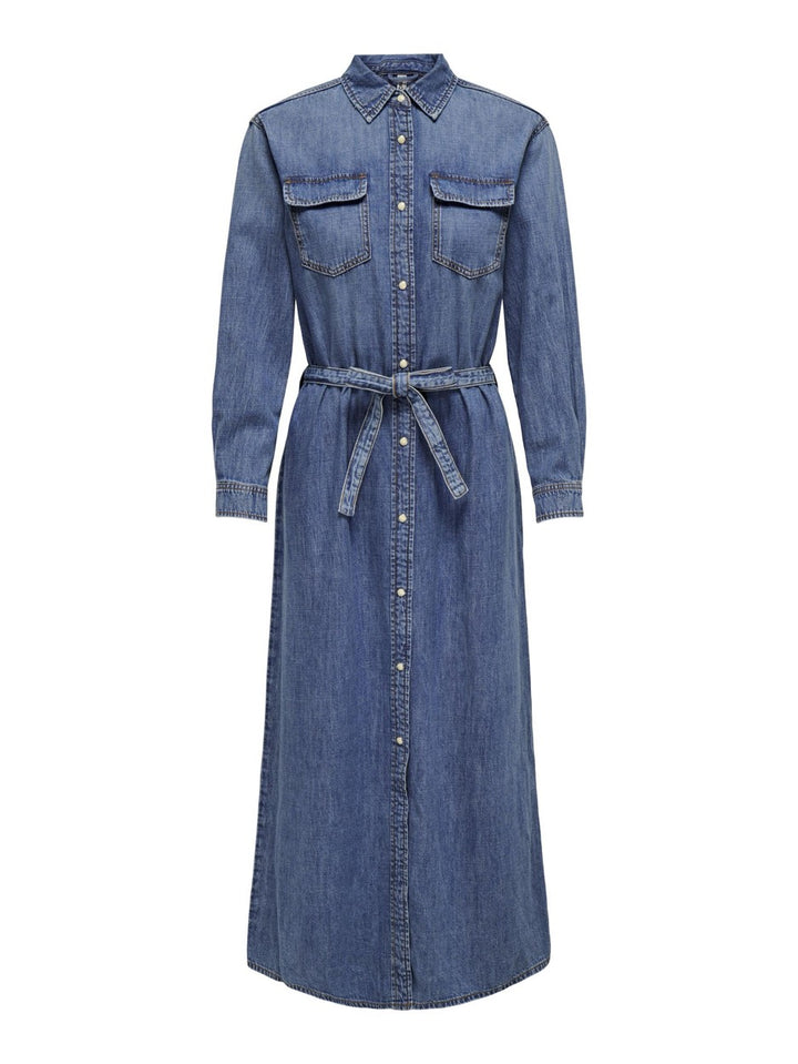 Onltrudy L/s Belt Dnm Dress Akm - Blue Denim