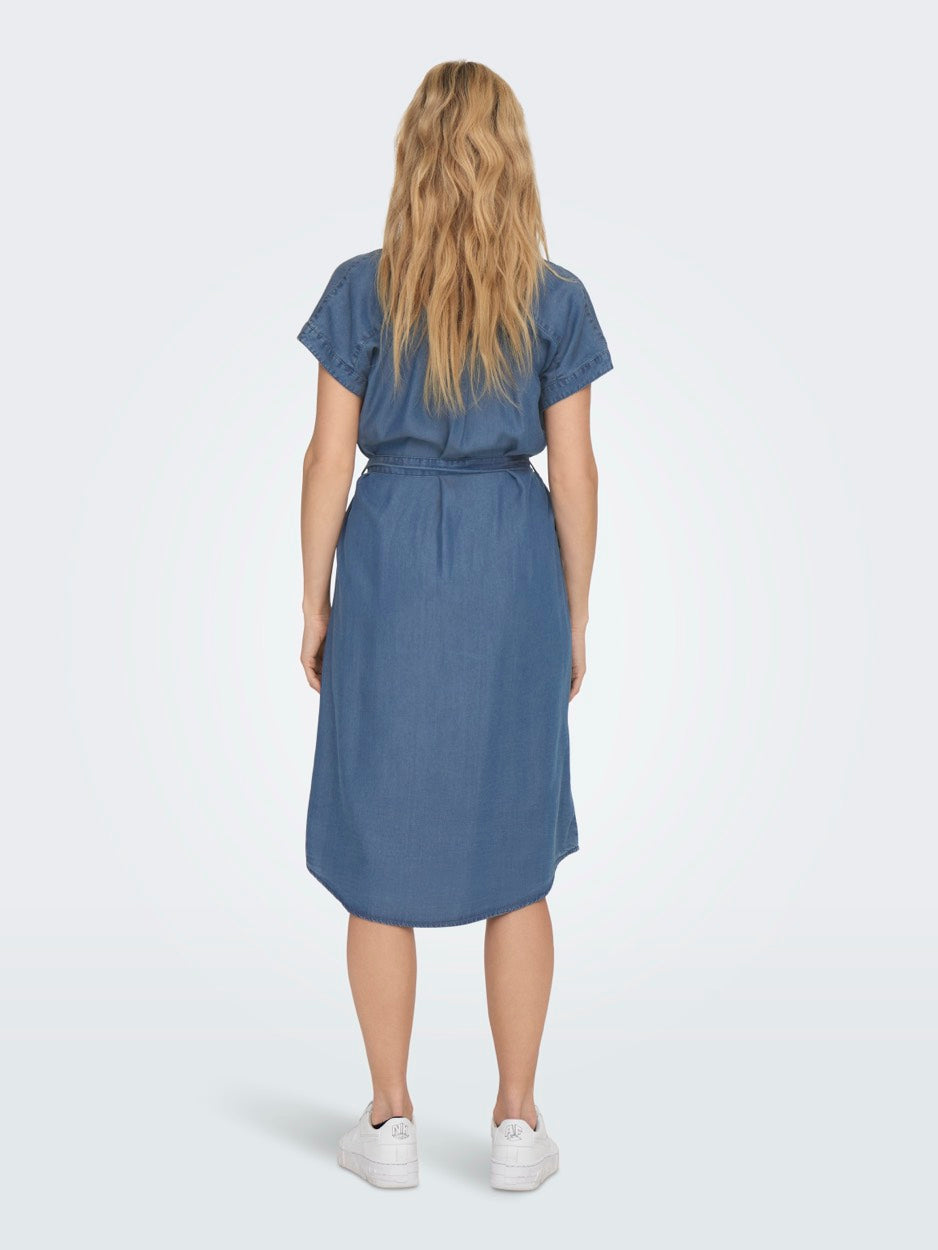 Onlpema Hannover Ss Dnm Sh Dress Qytnoos - Blue Denim