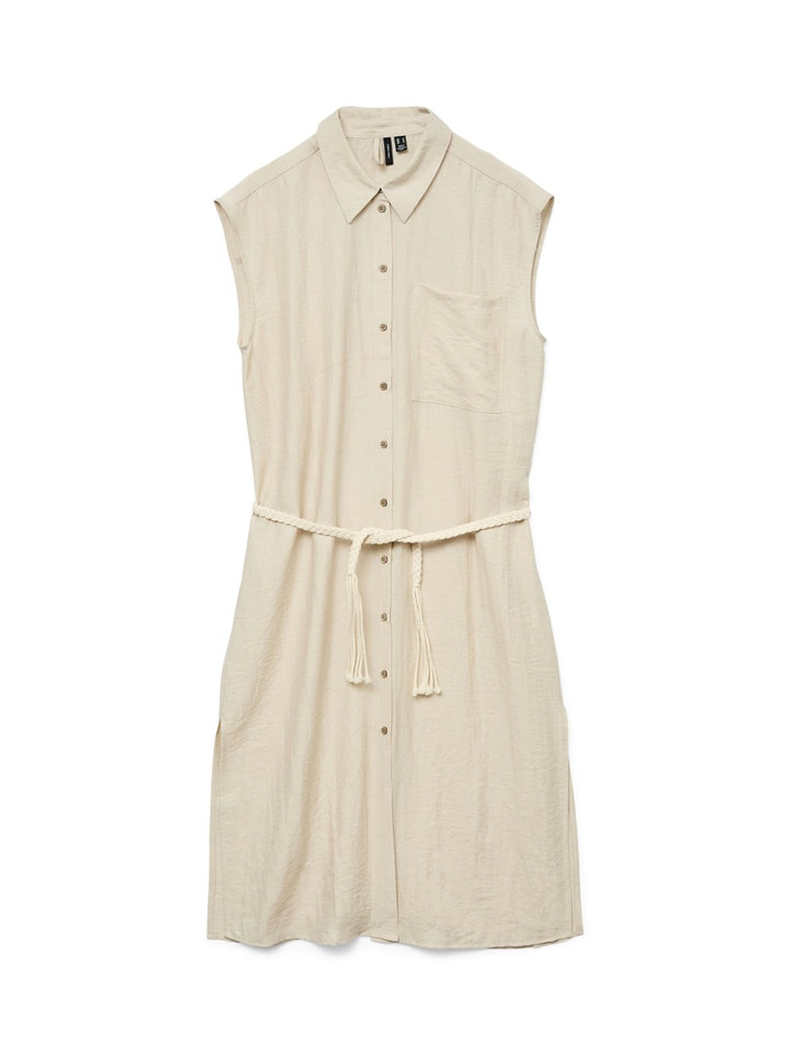 Vmheaven Belt Calf Shirt Dress Wvn - Zand