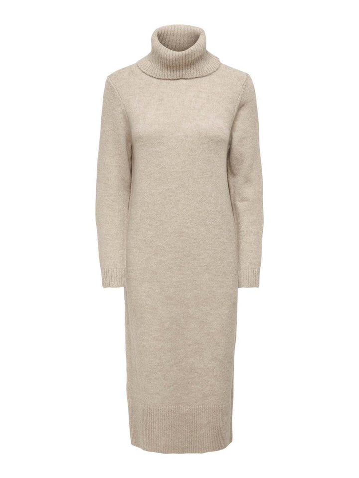 Onlbrandie L/s Rollneck Dress Knt N - Beige