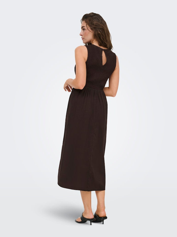 Jdydiego S/l Smock Midi Dress Wvn - Bruin Dessin