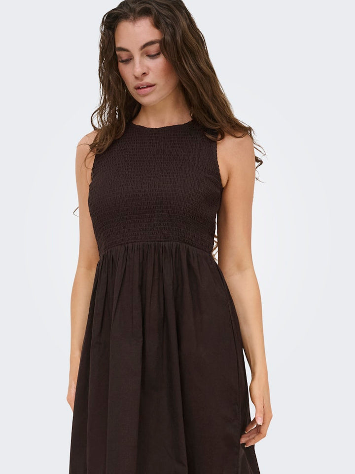 Jdydiego S/l Smock Midi Dress Wvn - Bruin Dessin
