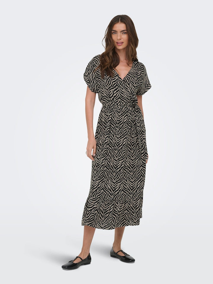 Onlzilla Adele Ss Long Dress Noos Wvn - Zwart Dessin